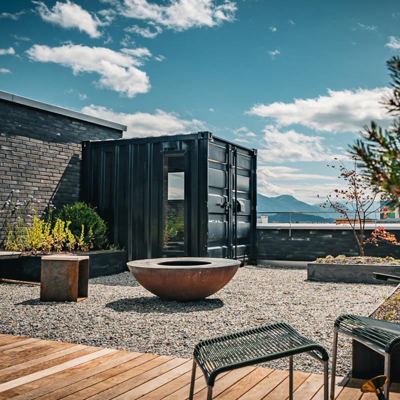 Unique 8 Fuss Design Aussensauna 5